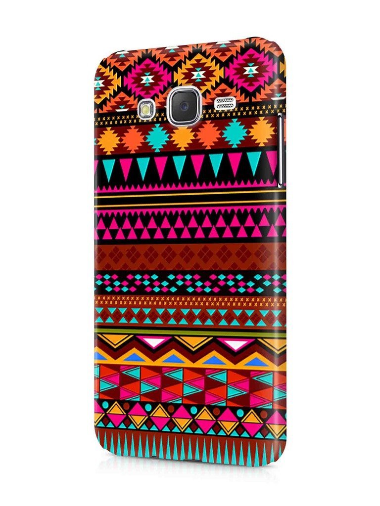 Cover Affair Aztec Printed Designer Slim Light Weight Back Cover Case for Samsung Galaxy J7 2015 Edition (Pink & White & Blue & Black & Other)