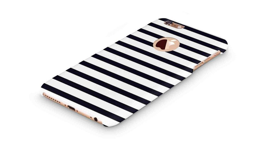Cover Affair Stripes Printed Designer Slim Light Weight Back Cover Case for Apple iPhone 6S (Black & White)
