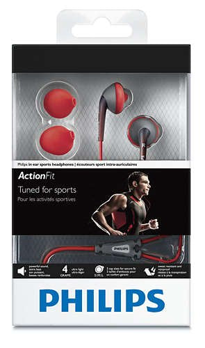 Philips ActionFit SHQ1200 Sports In-Ear Headphones (Orange and Grey)